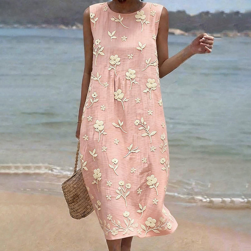 Cardydony Women's Casual Floral Print Round Neck Dress