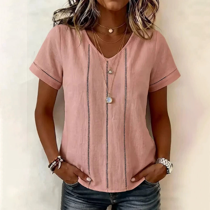 Cardydony Women's Casual Hollow-out Linen Art Cotton And Linen Top