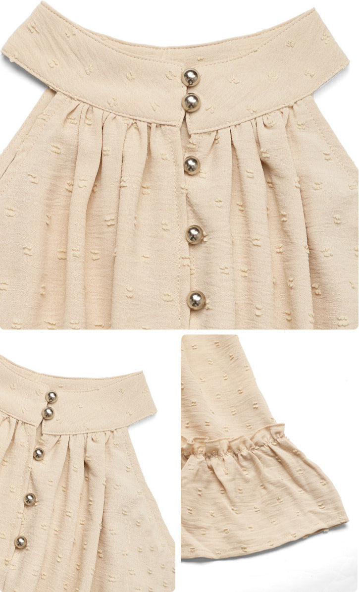 Cardydony Women's Halter Neck Mini Dress | Ruffle Hem Sleeveless Sundress