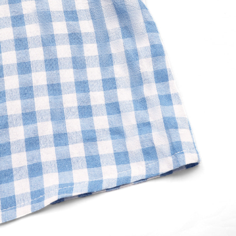Cardydony Women's Gingham Tie Front Crop Top | Puff Sleeve V-Neck Blouse