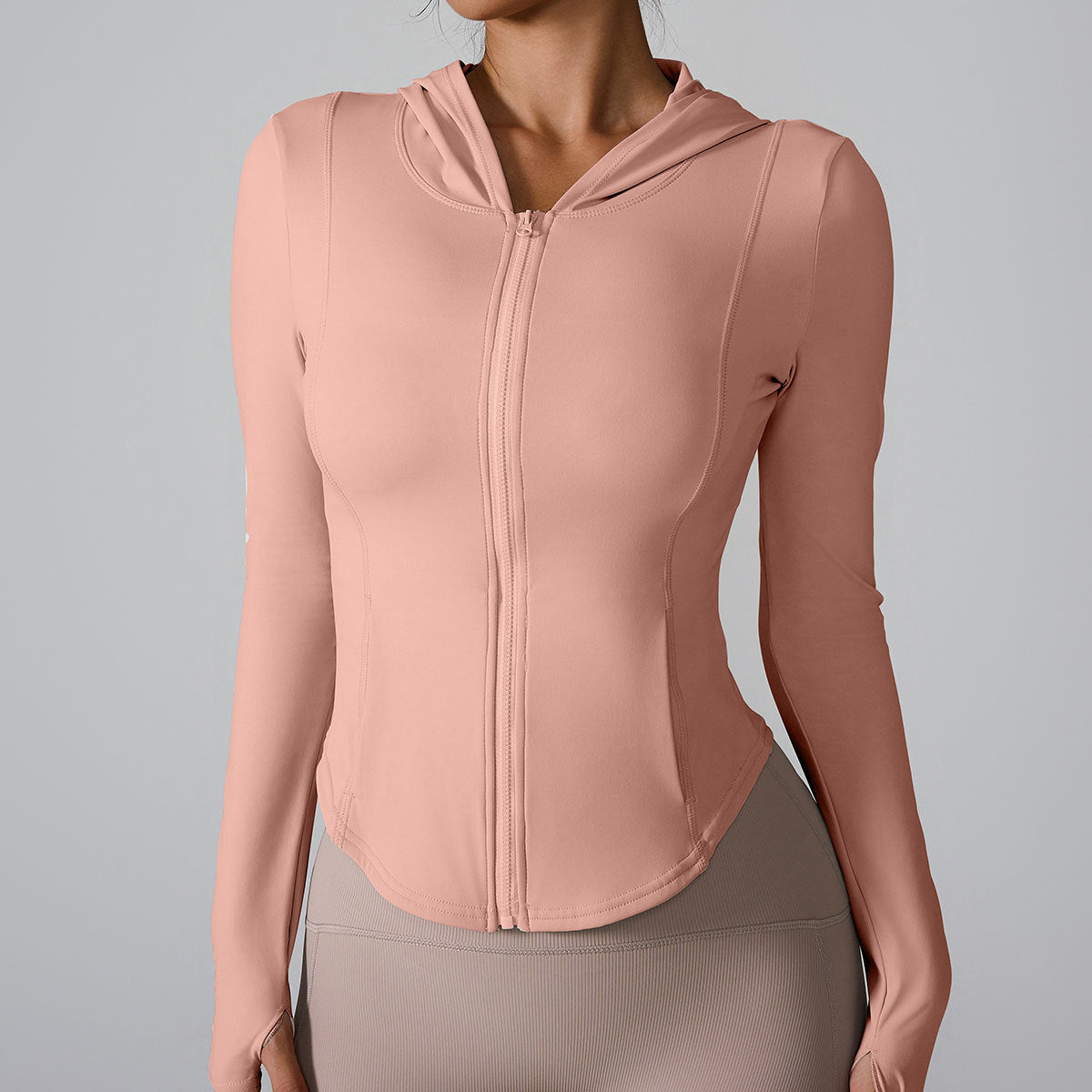 Cardydony Women's Slim-Fit Hooded Sports Jacket with Thumbholes