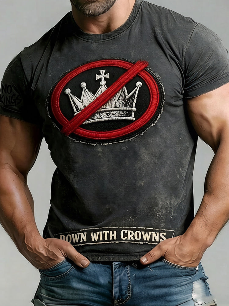 Cardydony Men's Retro No Kings Iii 50 State Nationwide Protest March 28th Print T-shirt