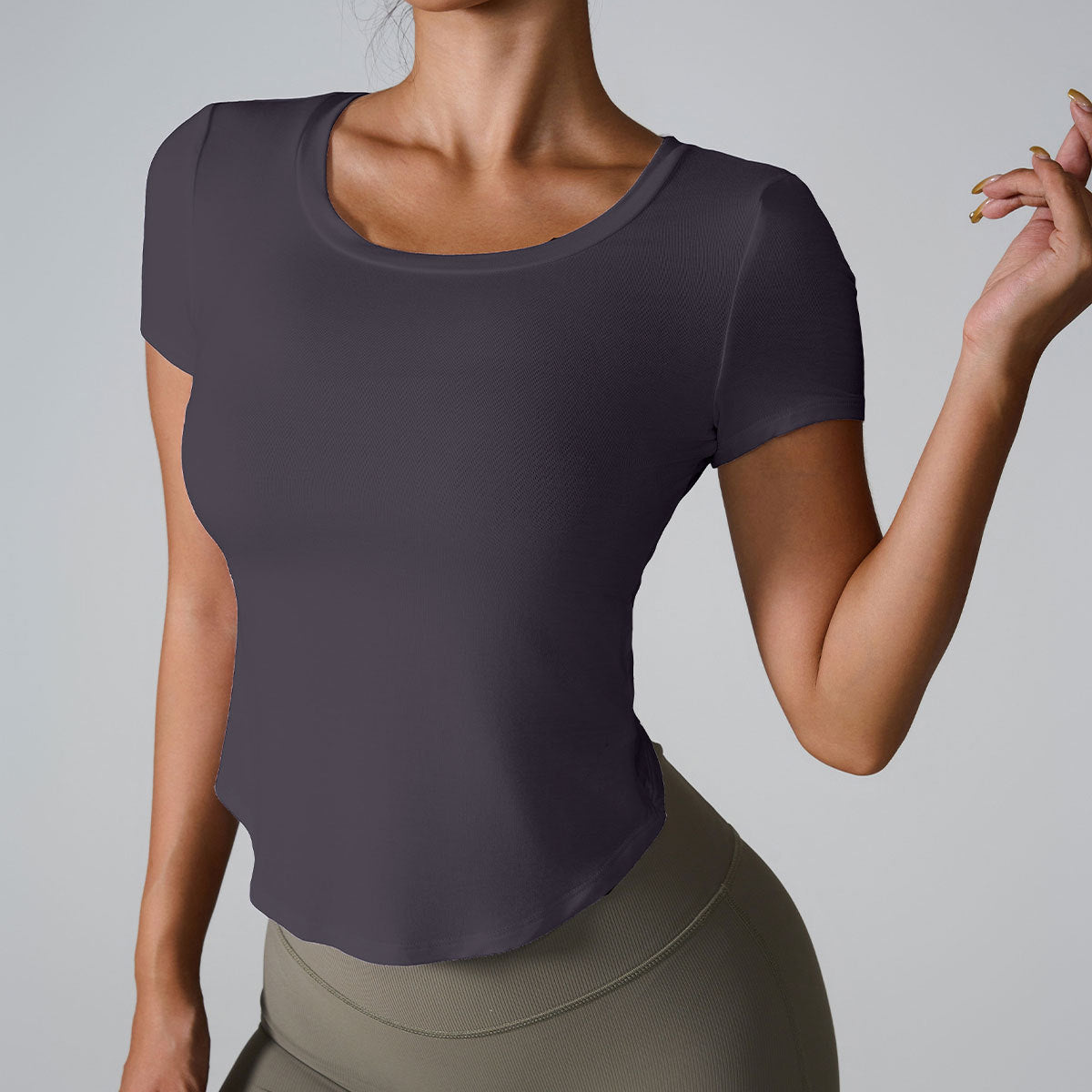 Cardydony Women's Twist-Back Short Sleeve Yoga Top