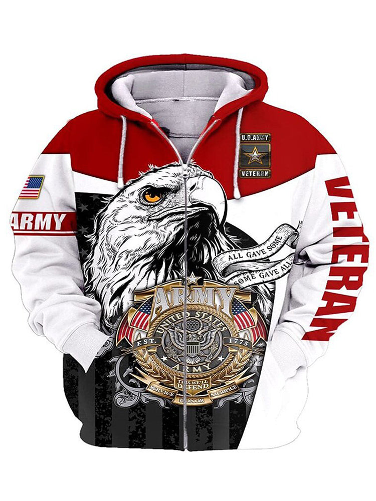 Cardydony Men's Retro Us America 250 Year Anniversary With Eagle Pattern Hoodie