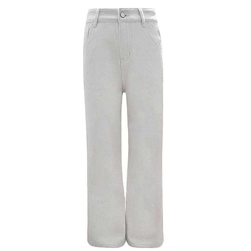 Cardydony Women's Sleek High-Waisted Wide-Leg Jeans in Classic White