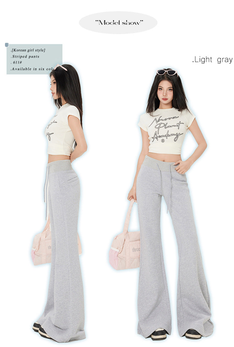Cardydony Women's High-Waist Drawstring Summer Flared Pants | Slim Fit Lounge Trousers for Women