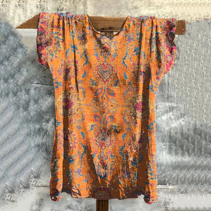 Cardydony Vintage Retro Bohemian Style Ethnic Totem Pattern Art Graphic Art Cotton T-shirt