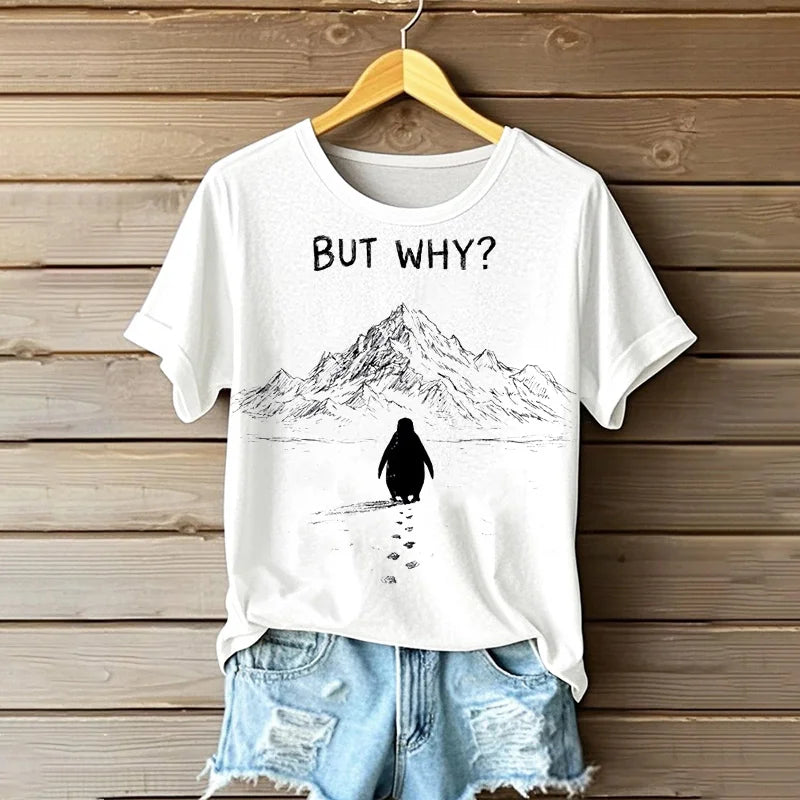 Cardydony Lonely Nihilistic Penguin Graffiti T-shirt Short Sleeve