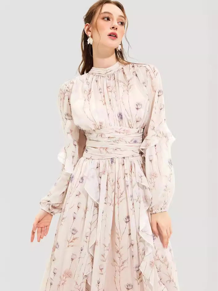Cardydony Women's Floral Chiffon Maxi Dress