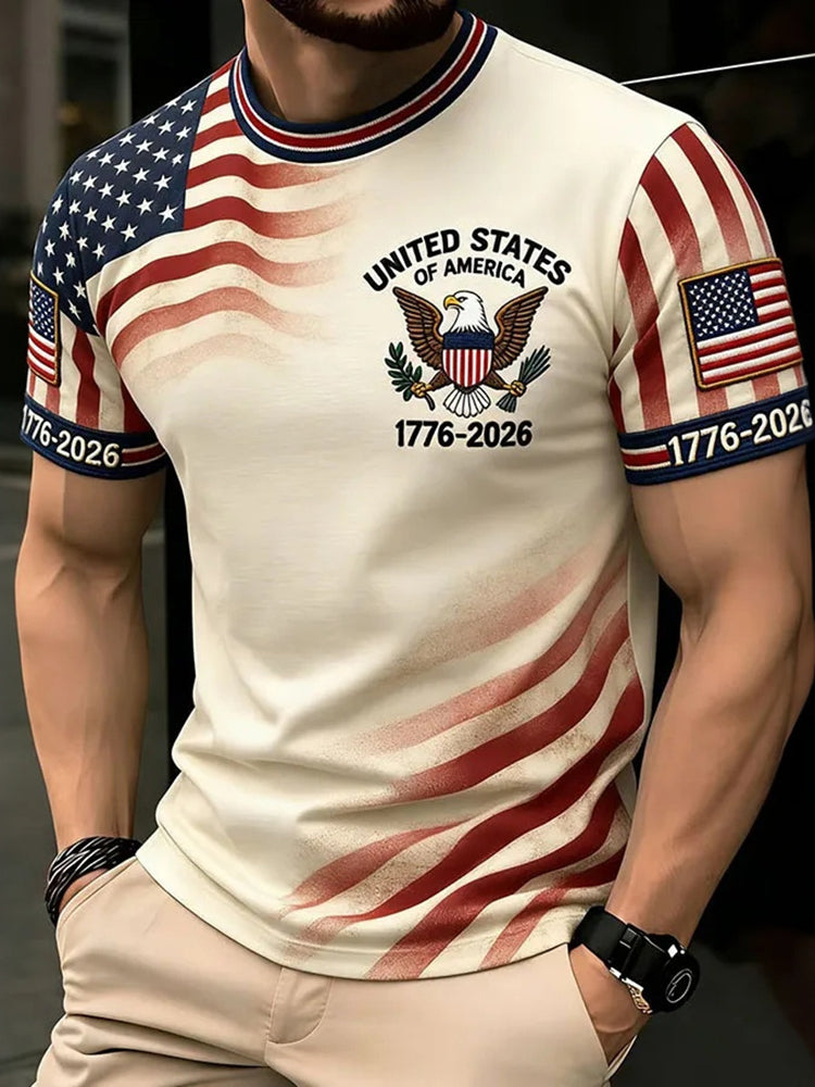 Cardydony Men's Casual American Anniversary Printed T-shirt