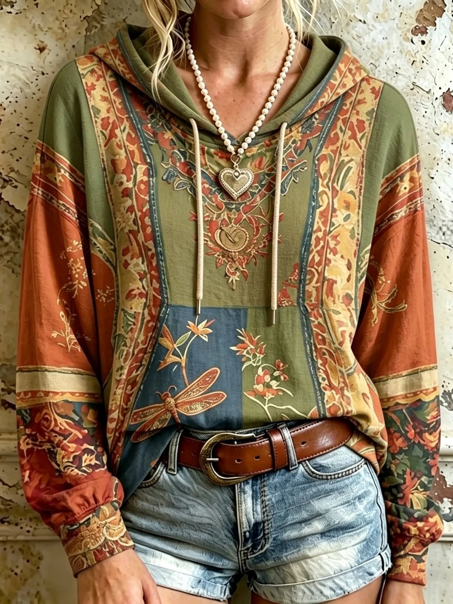 Cardydony Women's Dragonfly And Floral Art Hoodie