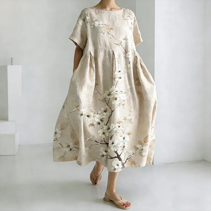 Cardydony Women's Japanese-style Floral Print Casual Dress