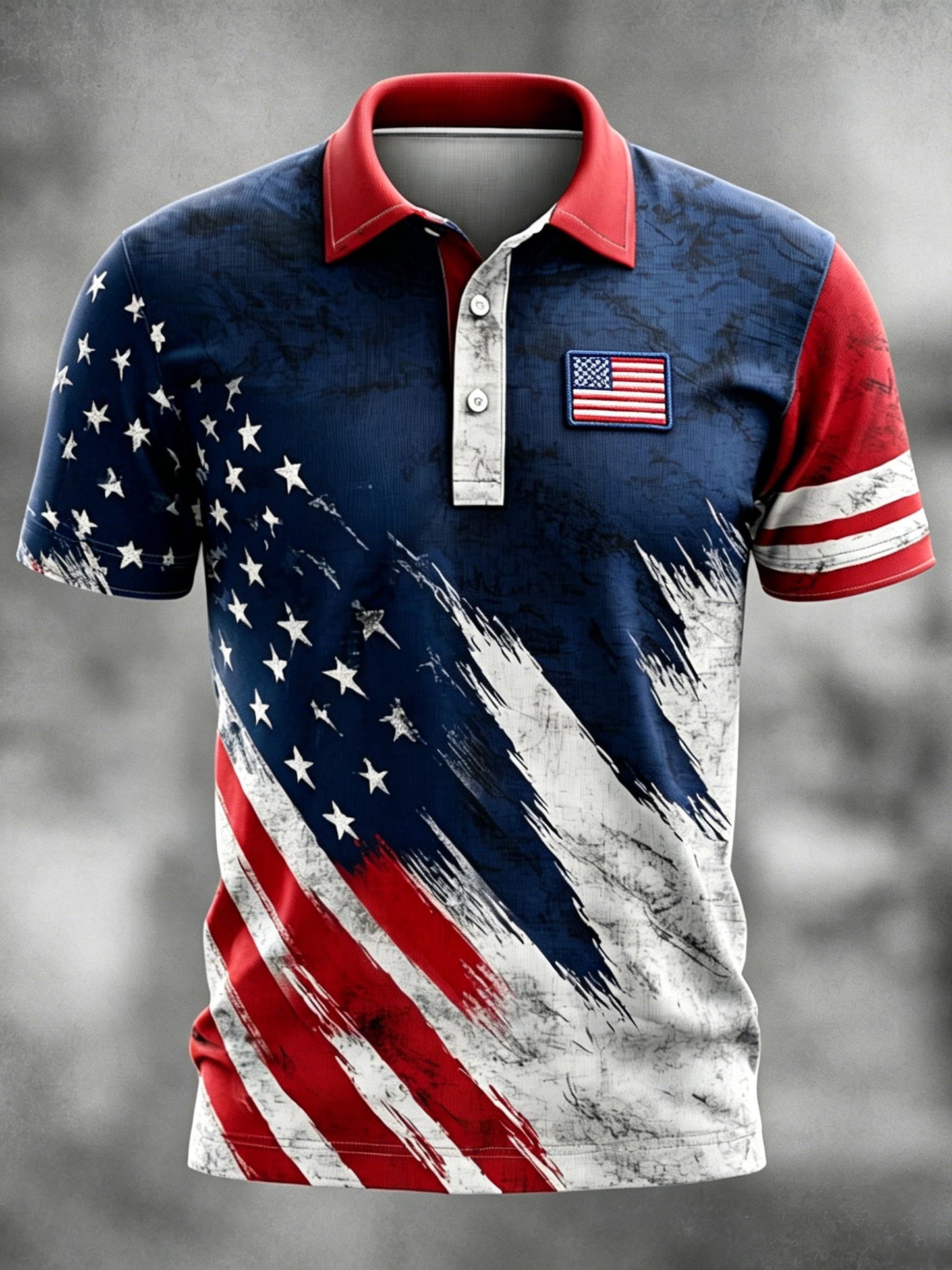 Cardydony Men's American Flag Print And Embroidered Polo Shirts