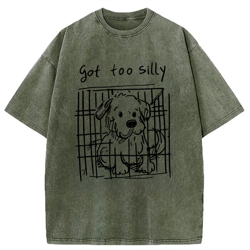 Cardydony Got Too Silly Funny Dog Meme Washed T-shirt