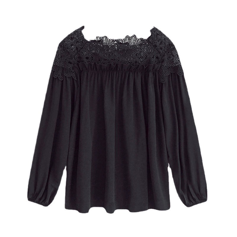 Cardydony Lace Off‑shoulder Boho Blouse Women Elegant Hollow‑out Long Sleeve Flowy Casual Tops