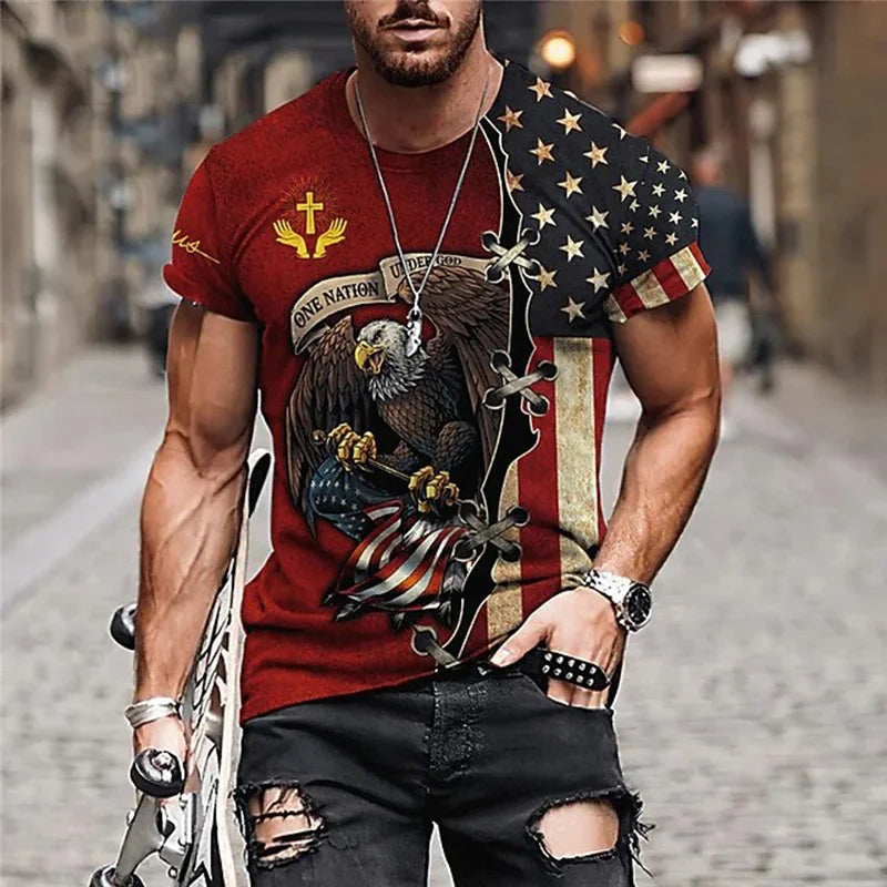 Cardydony Men's American 250th Anniversary Print T-shirt