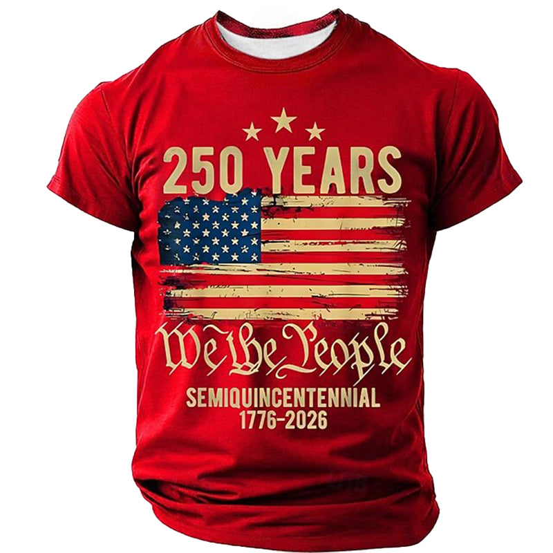 Cardydony Men's Casual Us America 250 Year Anniversary Veterans Day T Shirt