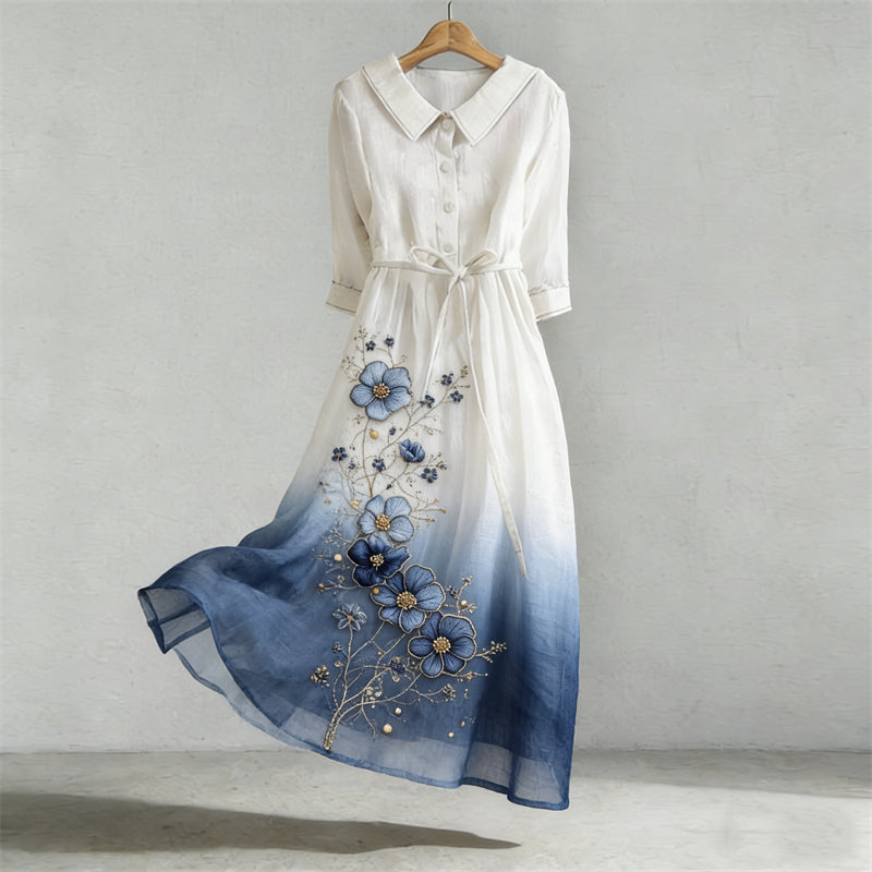 Cardydondy Classy Flowers Gradient Flowy Maxi Dress