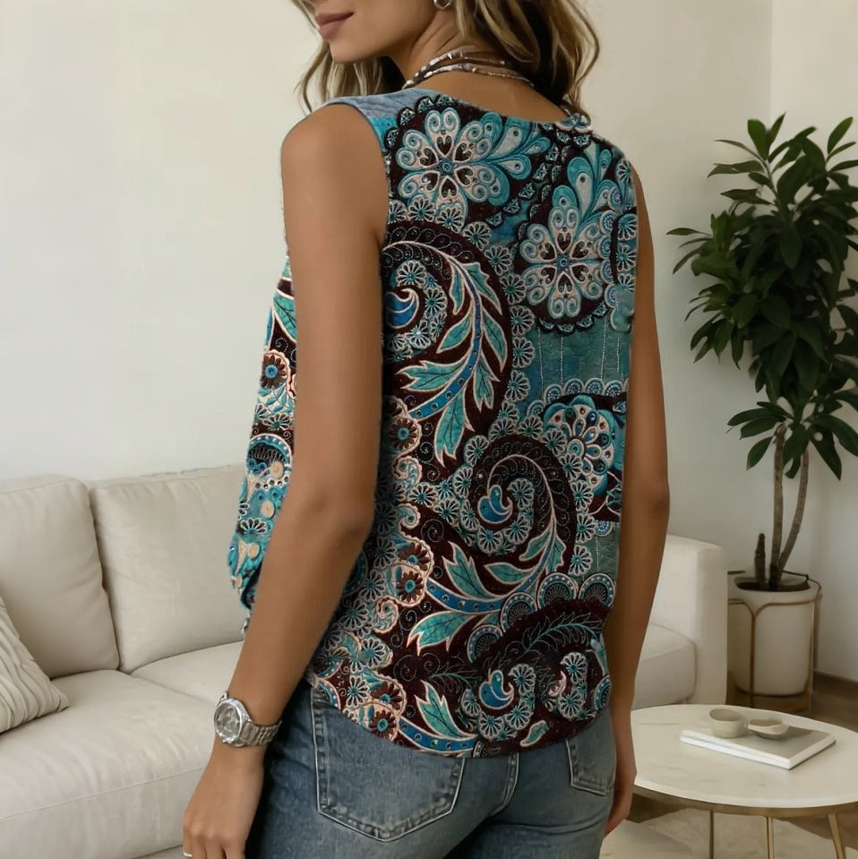 Cardydony Women's Vintage Floral Print Casual Tank Top