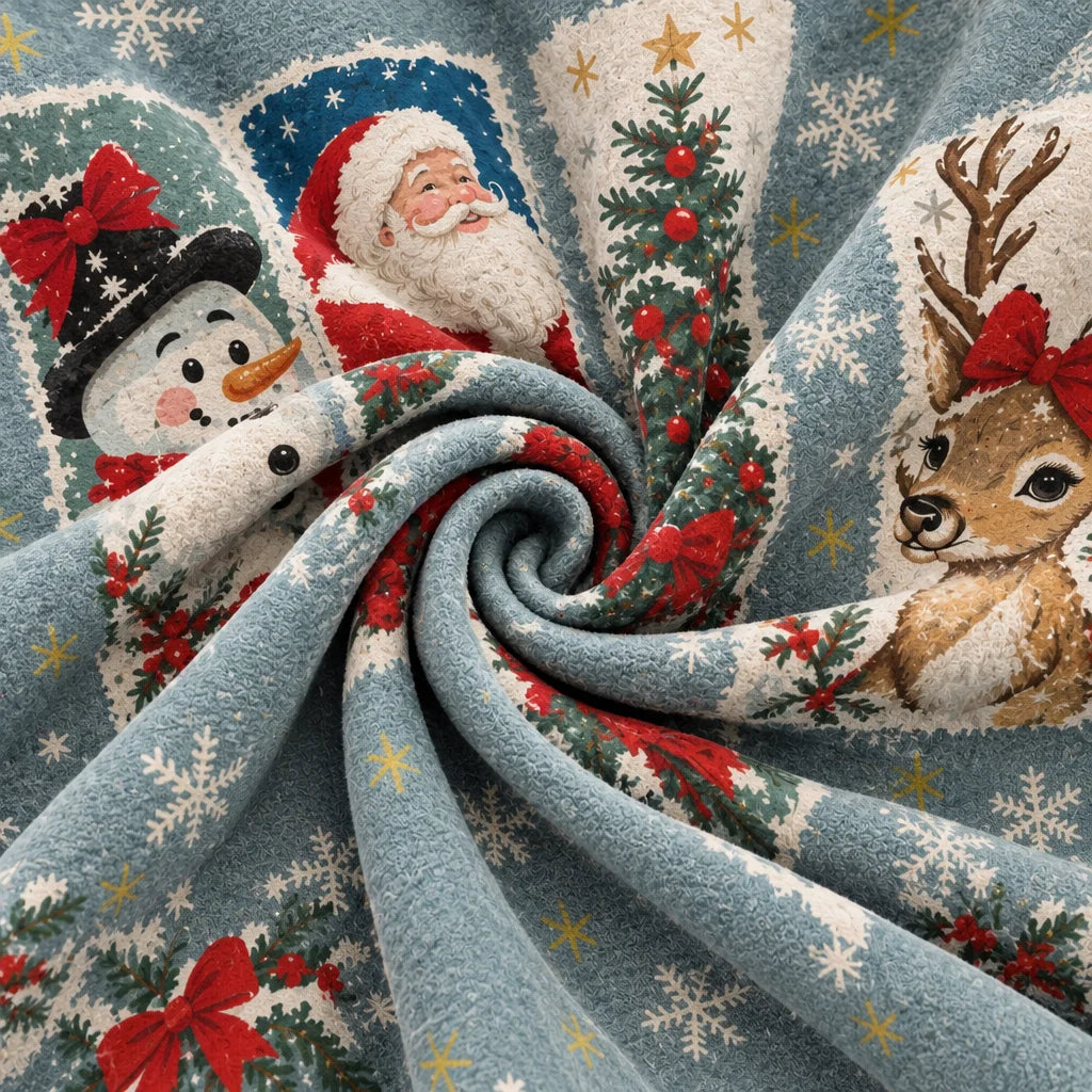 Cardydony Women's Cute Santa Snowman Reindeer Christmas Print Relaxed Fit Blue Pullover Hoodie