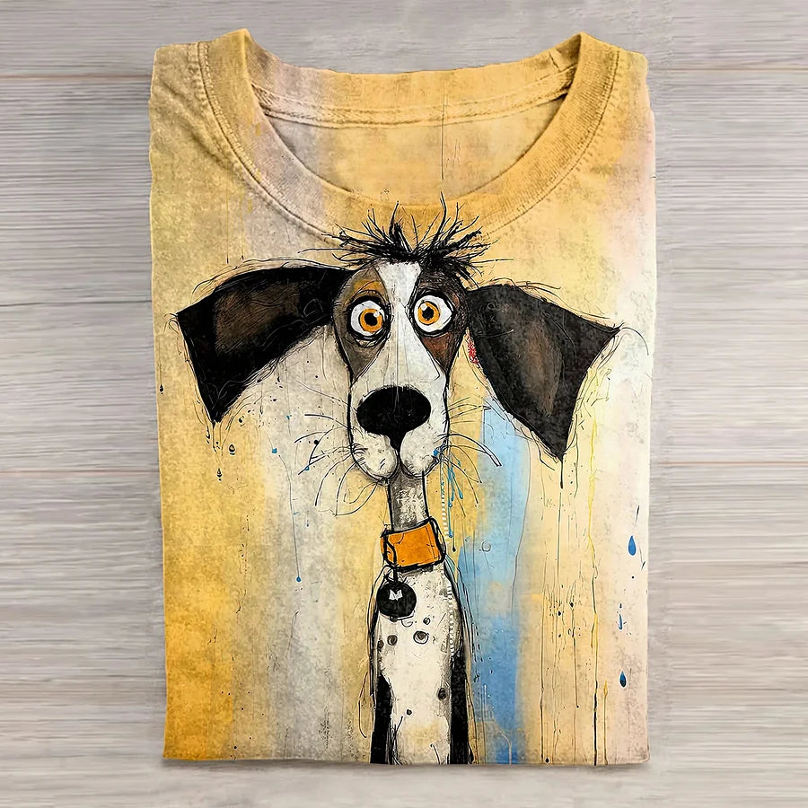 Cardydony Dog Art Print Casual Short Sleeve T-Shirt
