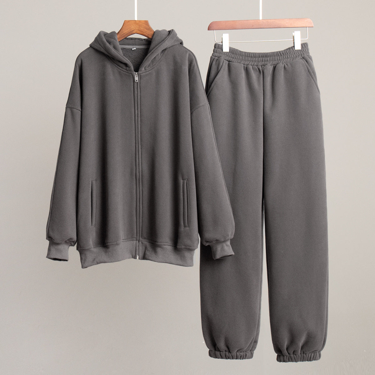 Cardydony Women's Oversized Cotton Blend Zip-Up Tracksuit Set