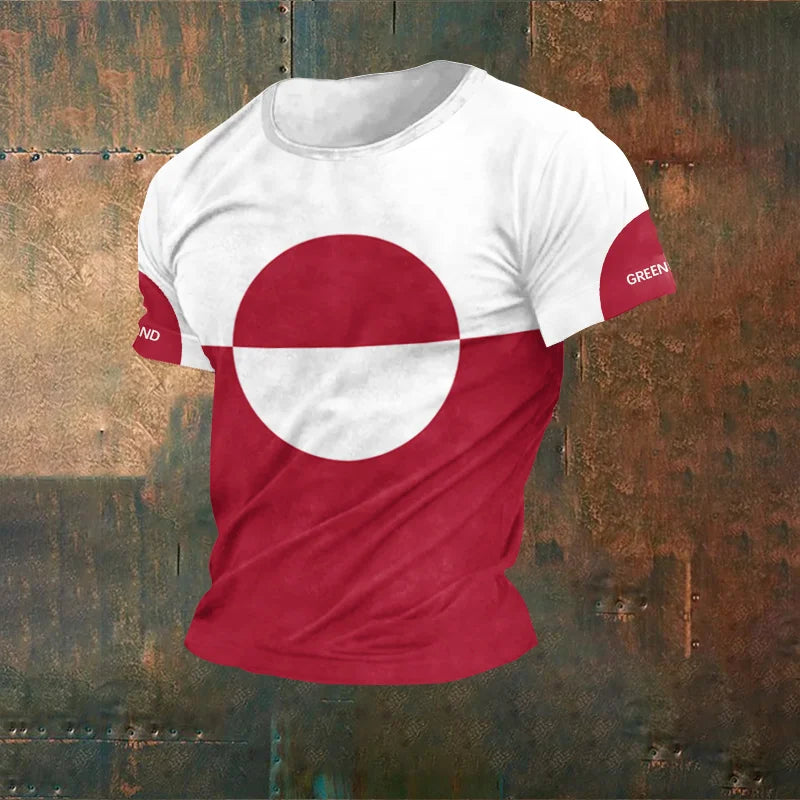 Cardydony Greenland Flag Print Casual T-shirt