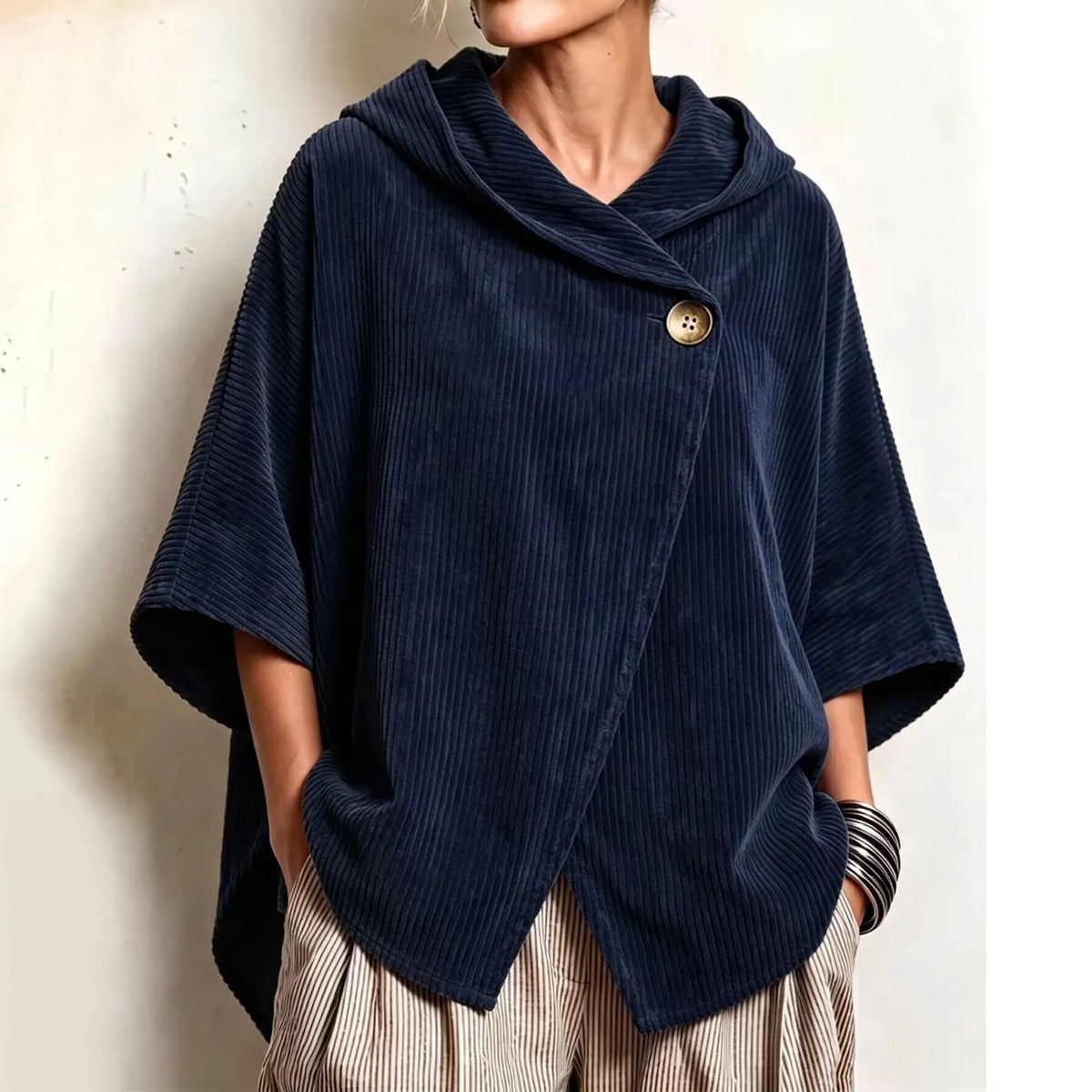 Cardydony Women's Fall Winter Cozy Asymmetric Corduroy Top