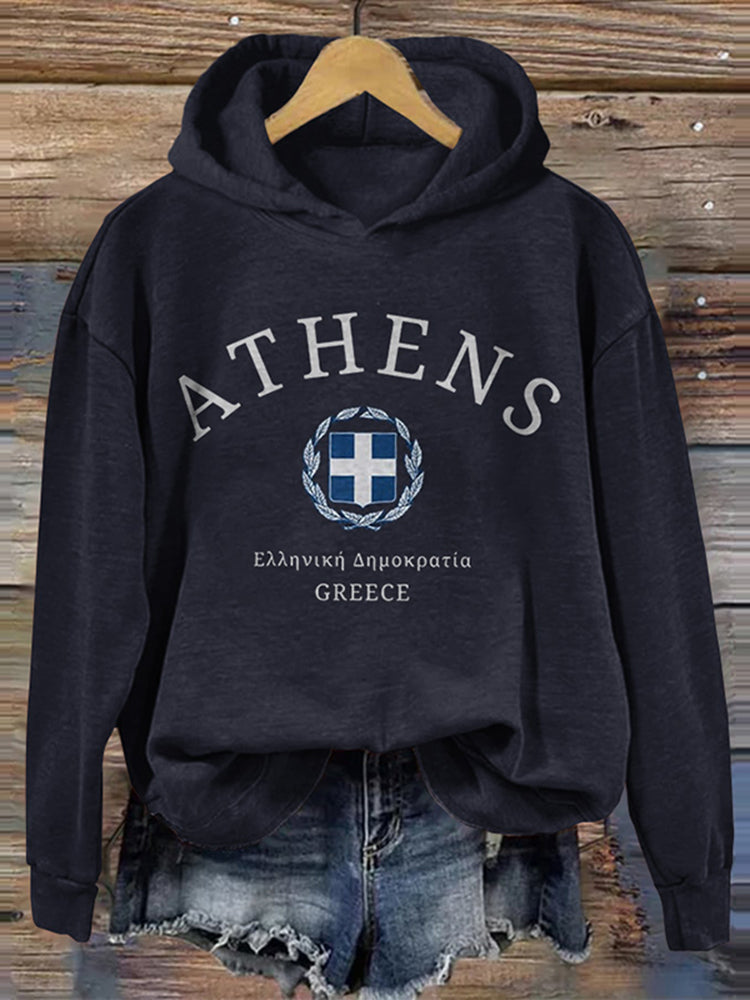 Cardydony Athens Greece Print Casual Hoodie