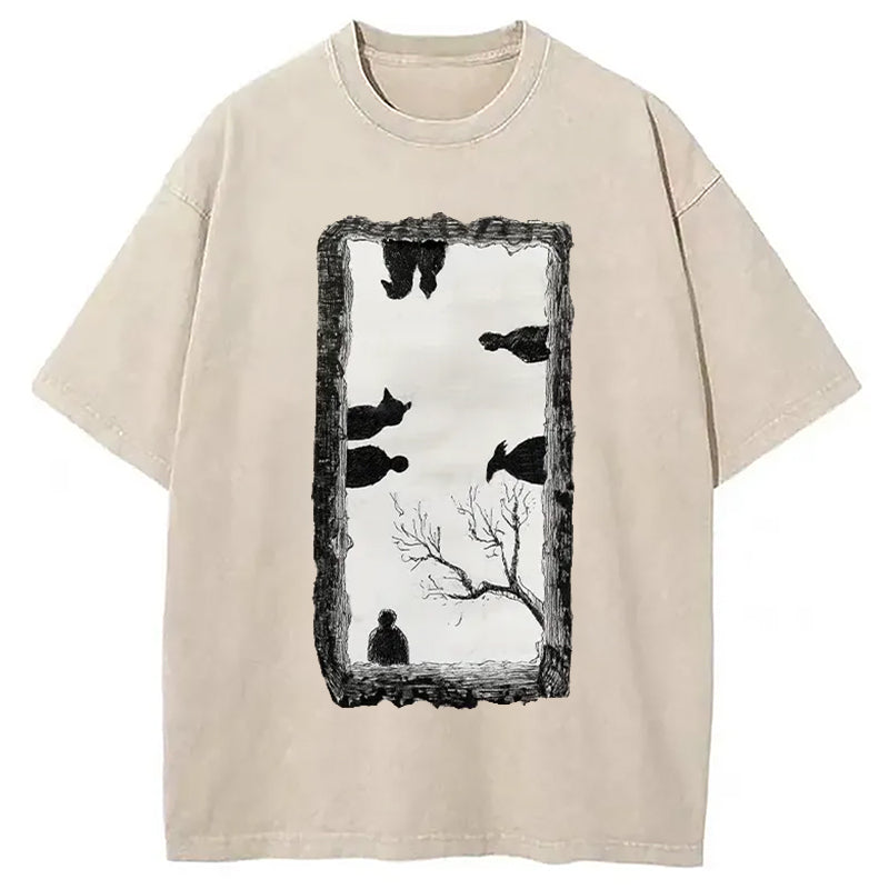 Cardydony Cats Watching You Washed T-shirt