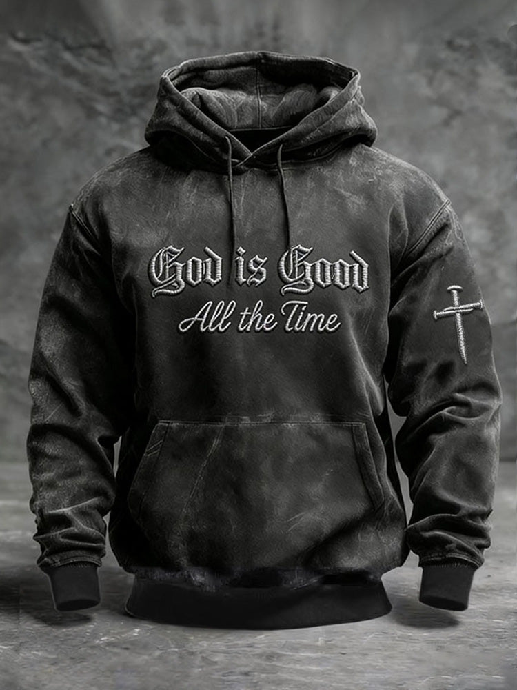 Cardydony Men's God Is Good Print Casual Hoodie