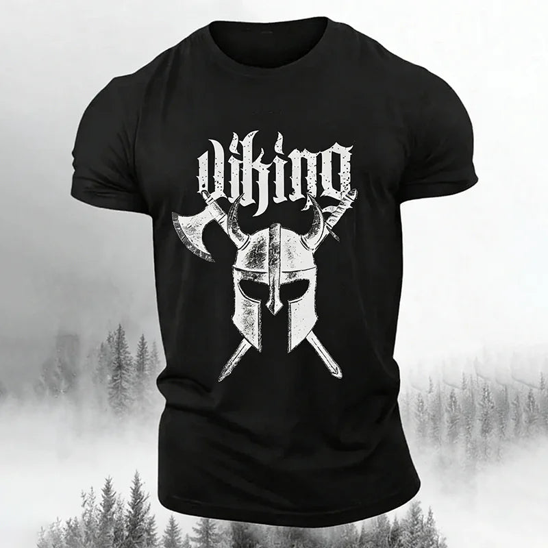 Cardydony Men's Retro Viking Print Comfortable Casual T-shirt