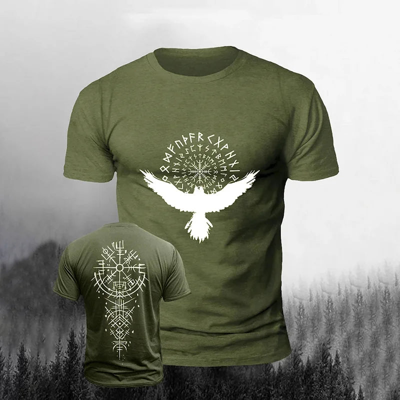 Cardydony Men's Viking Raven Print Short Sleeve T-shirt