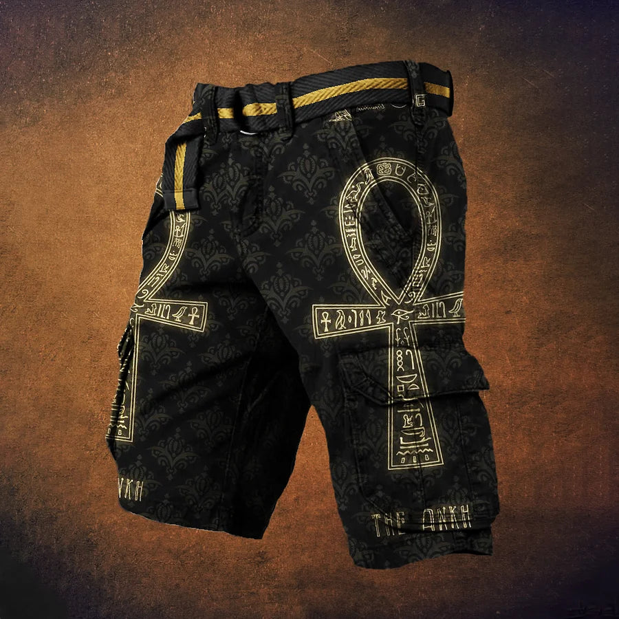 Cardydony Vintage Egyptian Ankh Totem Print Men's Casual Shorts