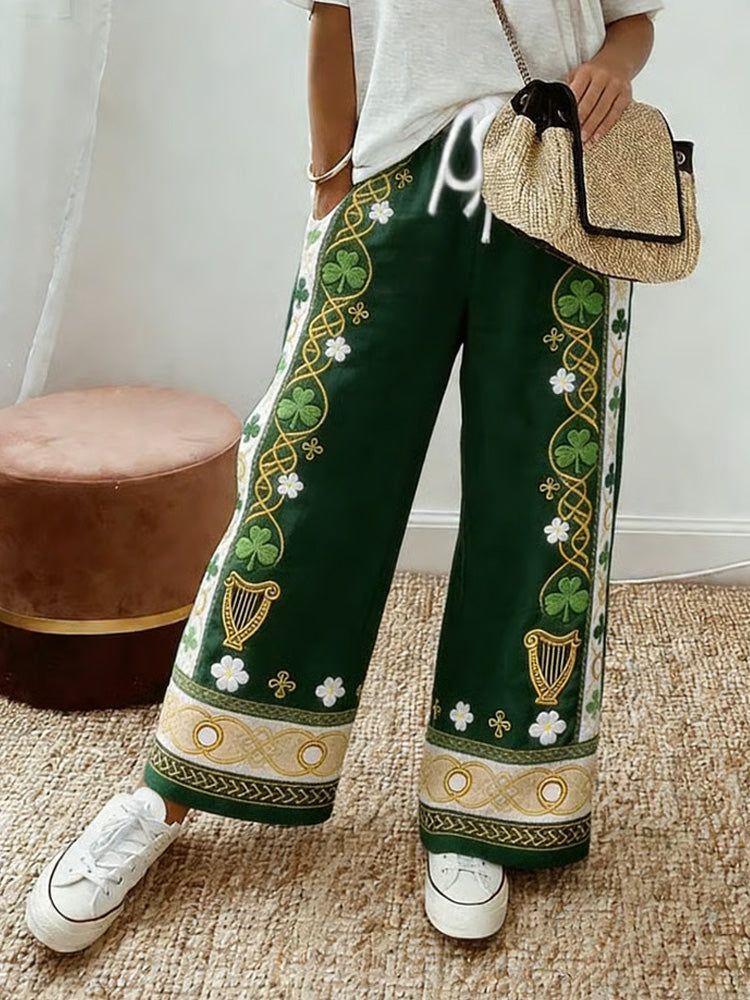 Cardydony Women's Retro St. Patrick's Day Print Casual Pants