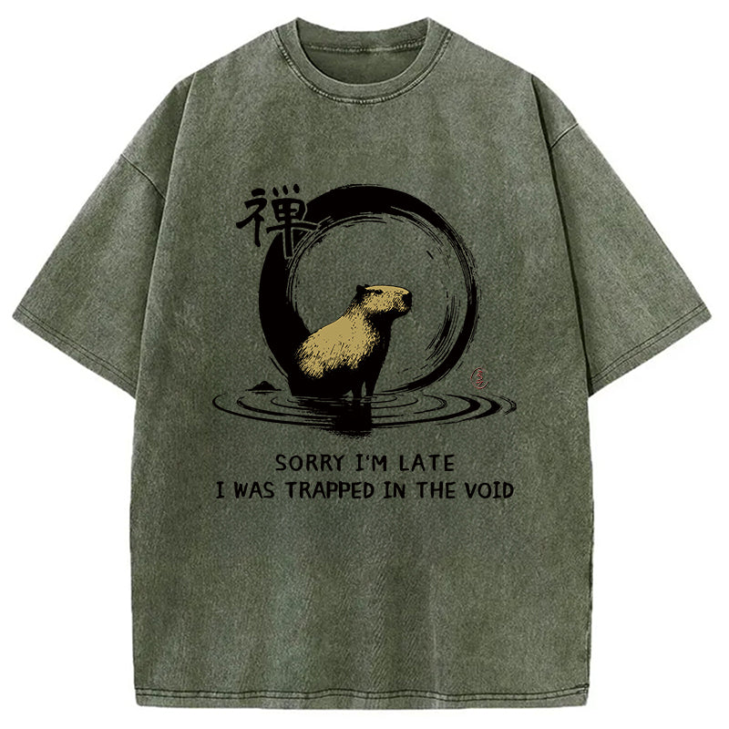 Cardydony Zen Capybara Was Trapped In The Void Washed T-shirt