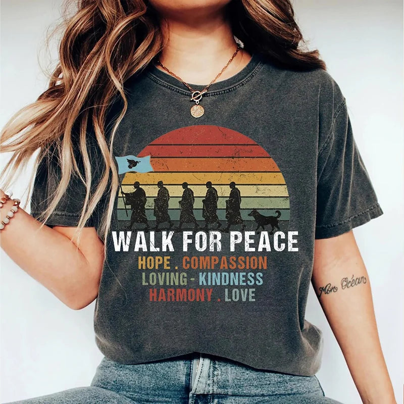 Cardydony Buddhist Monks Walk For Peace Art Washed T-shirt