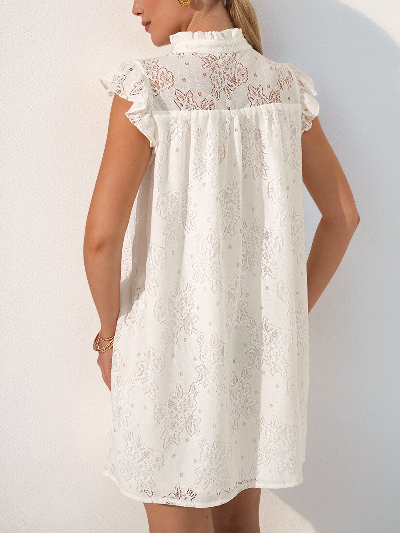 Cardydony Women's White Lace Sleeveless Mini Dress – Effortless Summer Romance