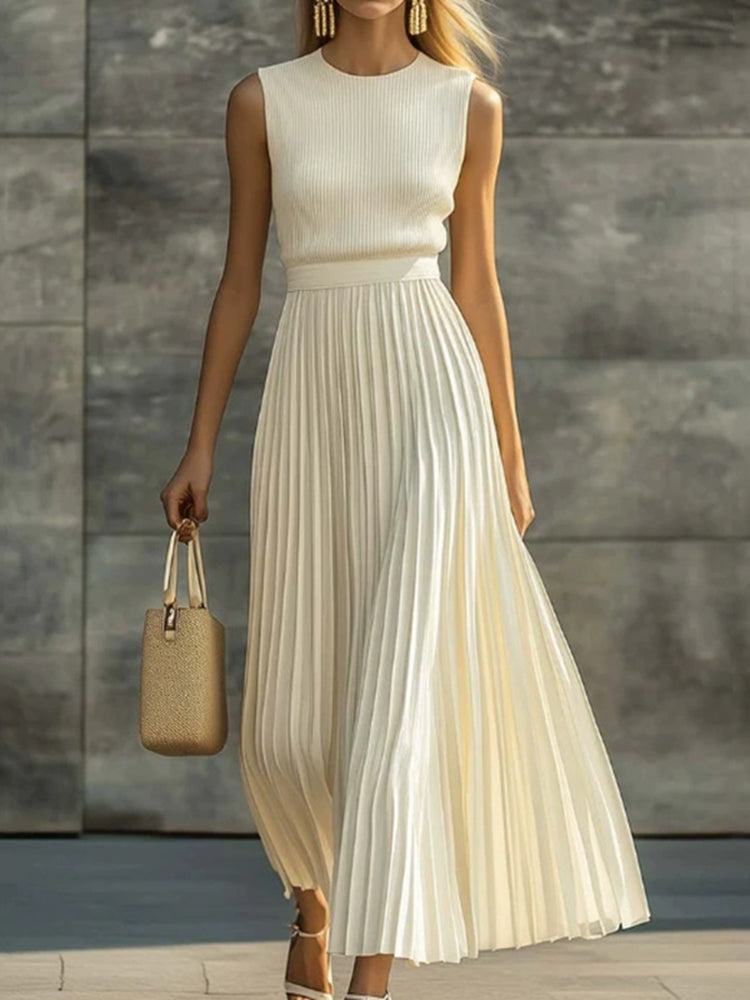 Cardydony Elegant Casual And Comfortable Chiffon Pleated Dress