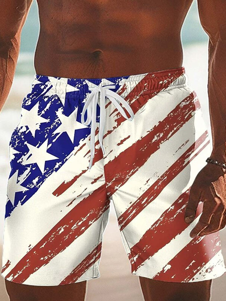 Cardydony Men's Retro American Us Flag 250th Anniversary Print Shorts