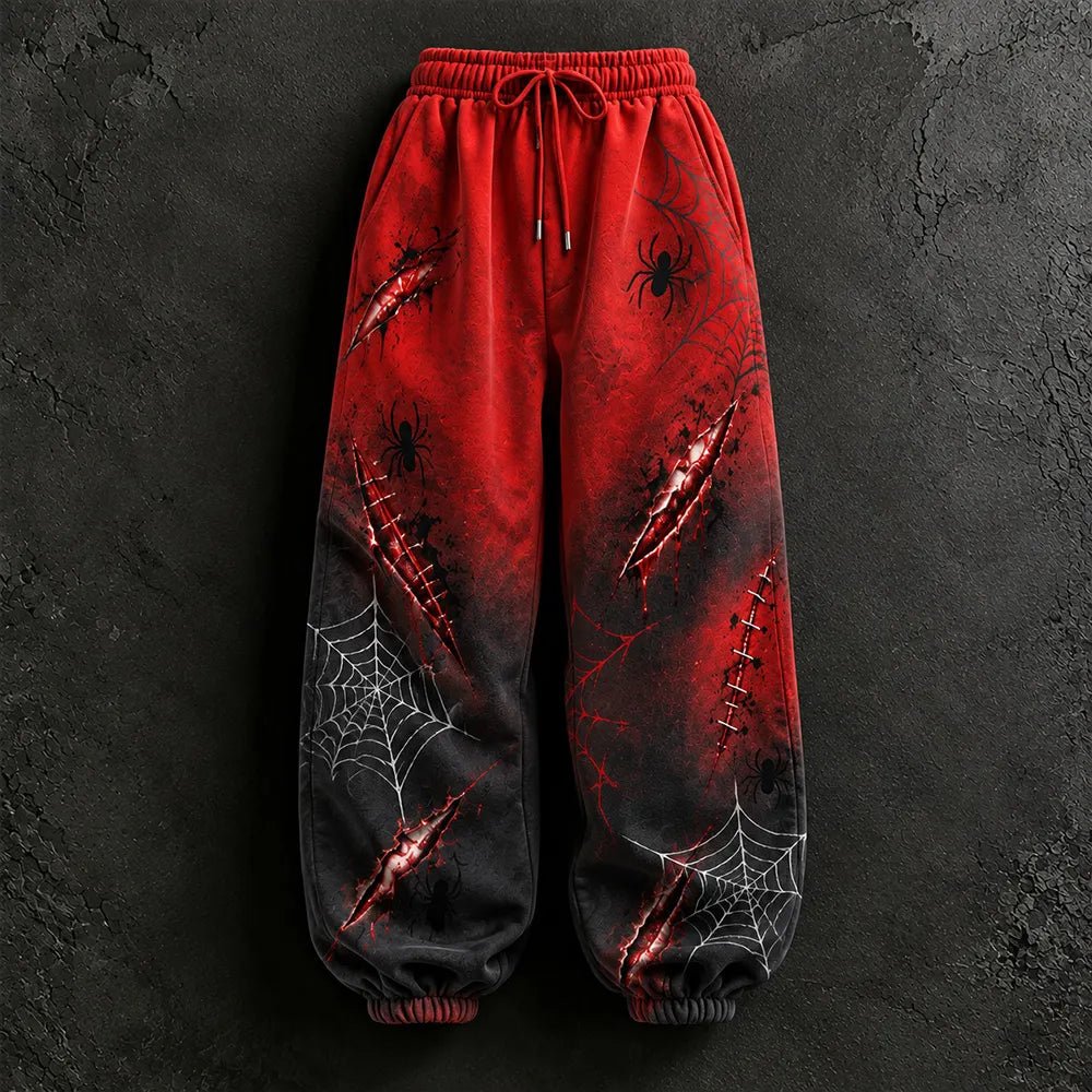 Cardydony Women's Halloween Spider Print Gradient Casual Sweatpants