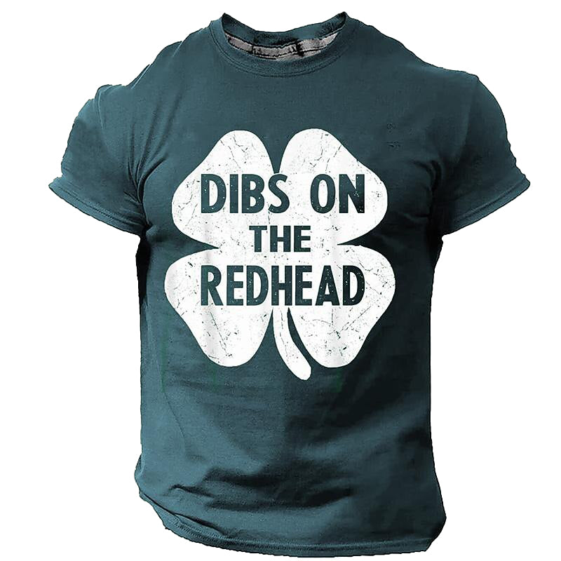 Cardydony Men's St. Patrick Day Dibs On The Redhead Shamrock Irish Graphic T-shirt