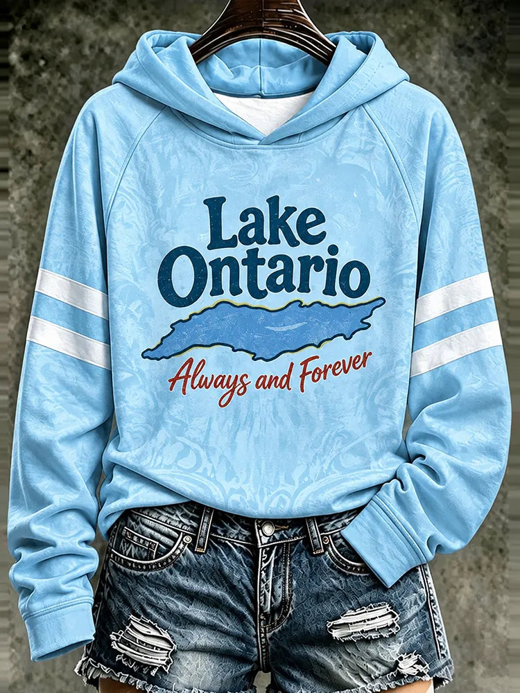 Cardydony Women's Lake Ontario Casual Art Print Hoodie