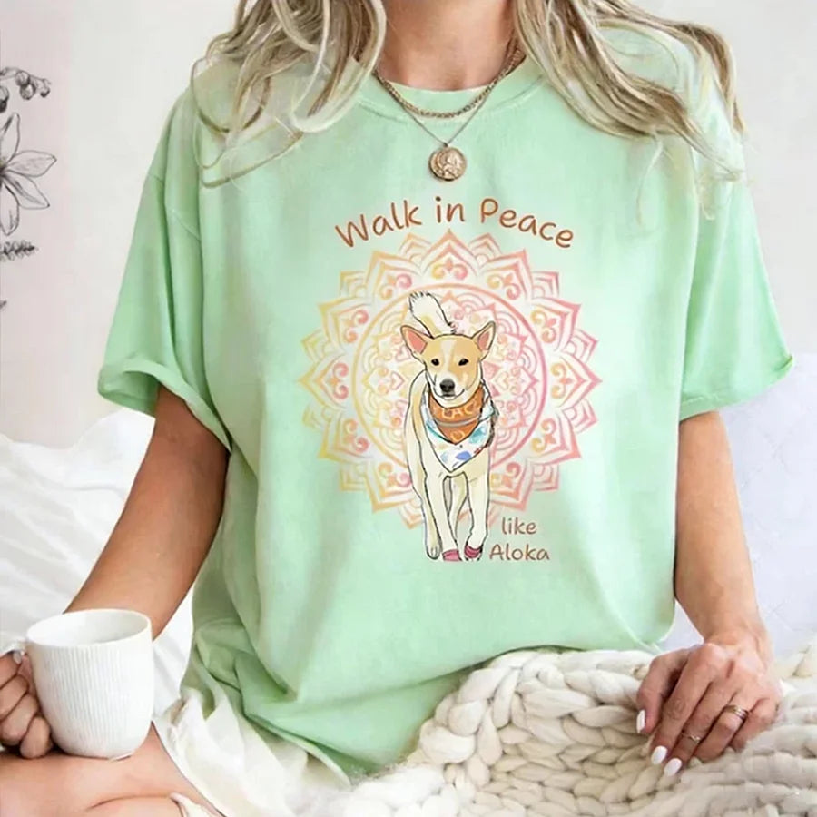 Cardydony Walk In Peace Dog Print Short Sleeve