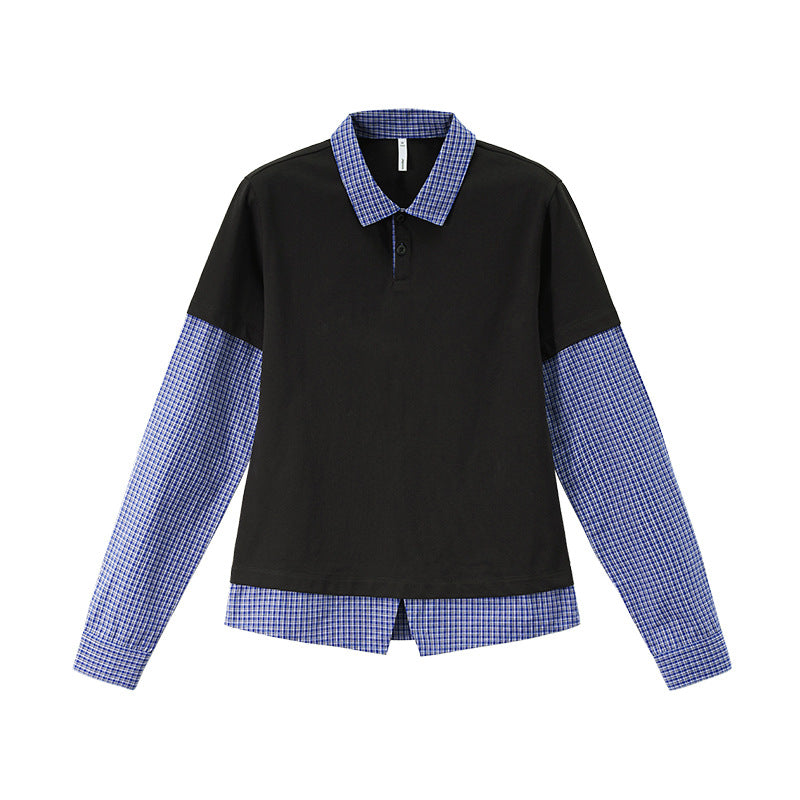 Cardydony Women's Women's Layered Long Sleeve Polo Shirt | Oversized Preppy Streetwear Back-to-School Top