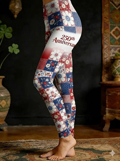 Cardydony Women's Casual America's 250th Anniversary Print Leggings