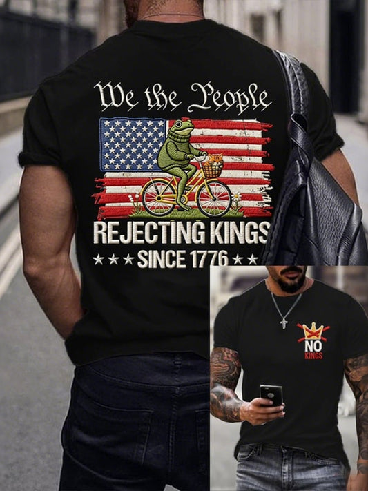 Cardydony Men's Retro Rejecting Kings Since 1776 Print T-shirt