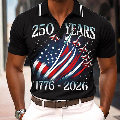 Cardydony Men's Us America 250 Year Anniversary Veterans Day Print Polo Shirt