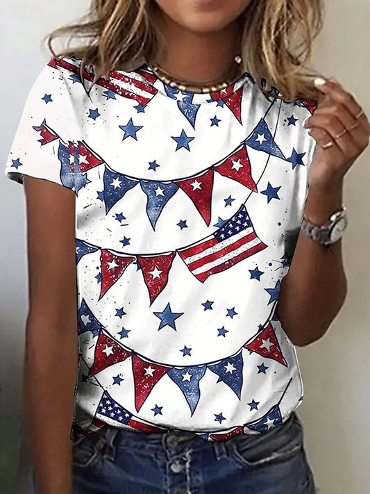 Cardydony Women's Retro American 250th Anniversary Round Neck T Shirt