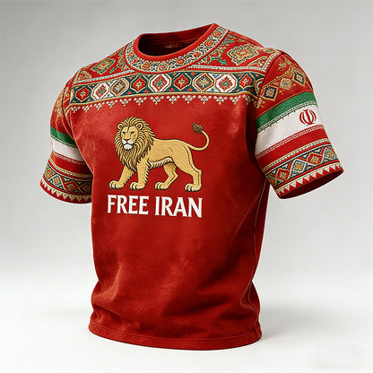 Cardydony Retro Iranian Persian Lion Flag Slogan Crew Neck Sweatshirt